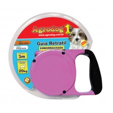 Guia retratitil fita de nylon 3m p/cães de ate 20kg emborrachada   (CÃES)